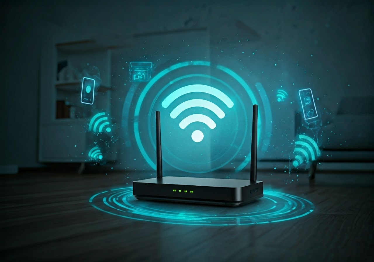 Modern router with strong WiFi signals